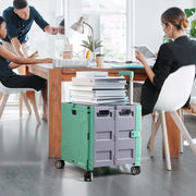 Folding Utility Cart Rolling Crate Handcart,165LBS Durable Heavy Duty, 60L Foldable Shopping Cart,for Groceries, Tools, Office, Teacher, Storage - Hombetta