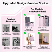 Folding Utility Cart with Lid | 60L Heavy Duty Rolling Crate with Wheels – Pink