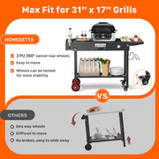 Portable Folding Grill Table Cart with Wheels | Outdoor BBQ Prep Table for Blackstone, Ninja & Weber Griddles – Black