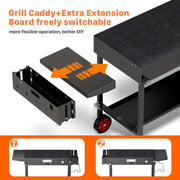 Portable Folding Grill Table Cart with Wheels | Outdoor BBQ Prep Table for Blackstone, Ninja & Weber Griddles – Black