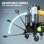 Heavy Duty All-Terrain Folding Wagon Cart | 150L-300L Capacity with Brake & Foldable Design - Black