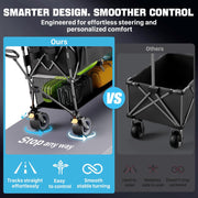 Heavy Duty Double Decker Folding Wagon | 400L All-Terrain Utility Cart with Brakes - Black