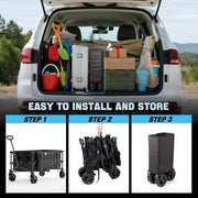 48'' Extra-Large All-Terrain Folding Wagon Cart | 350L 560LBS Capacity with Brakes - Black