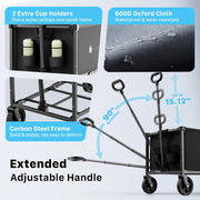 Collapsible Garden & Outdoor Wagon Cart | 150L Lightweight Foldable Utility Cart - Black
