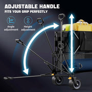 Heavy Duty Double Decker Folding Wagon | 400L All-Terrain Utility Cart with Brakes - Black