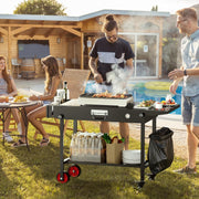 Portable Folding Grill Table Cart with Wheels | Outdoor BBQ Prep Table for Blackstone, Ninja & Weber Griddles – Black