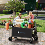 Collapsible Utility Cart with Wheels, 150L Lightweight Foldable, Portable Rolling Wagon for Garden, Shopping, Sports, Camping, Transport - Hombetta