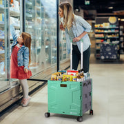 Folding Utility Cart Rolling Crate Handcart,165LBS Durable Heavy Duty, 60L Foldable Shopping Cart,for Groceries, Tools, Office, Teacher, Storage - Hombetta