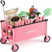Collapsible Utility Cart with Wheels, 150L Lightweight Foldable, Portable Rolling Wagon for Garden, Shopping, Sports, Camping, Transport - Hombetta
