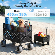 HOMBETTA Utility Foldable Cart,450LBS Heavy Duty Beach Wagon,All-Terrain with Big Wheels for Sand, Capacity 380L for Groceries, Camping, Sports - Hombetta