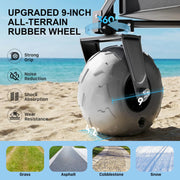 HOMBETTA Utility Foldable Cart,450LBS Heavy Duty Beach Wagon,All-Terrain with Big Wheels for Sand, Capacity 380L for Groceries, Camping, Sports - Hombetta