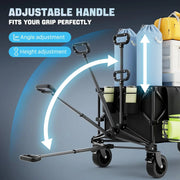 Extra-Large Folding Utility Wagon Cart, 350L Capacity, 560LBS Heavy Duty with Brakes, All-Terrain Wheels, for Camping, Beach, Travel, Festival - Hombetta